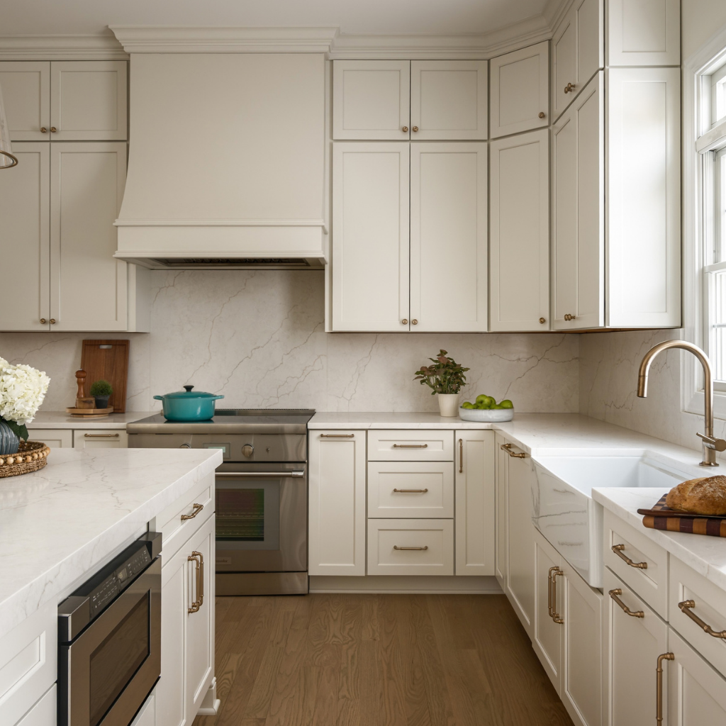 The Collected Home, a featured remodeling project by Design Pro Remodeling, showcasing a blue home office with custom built-ins and layered traditional details.